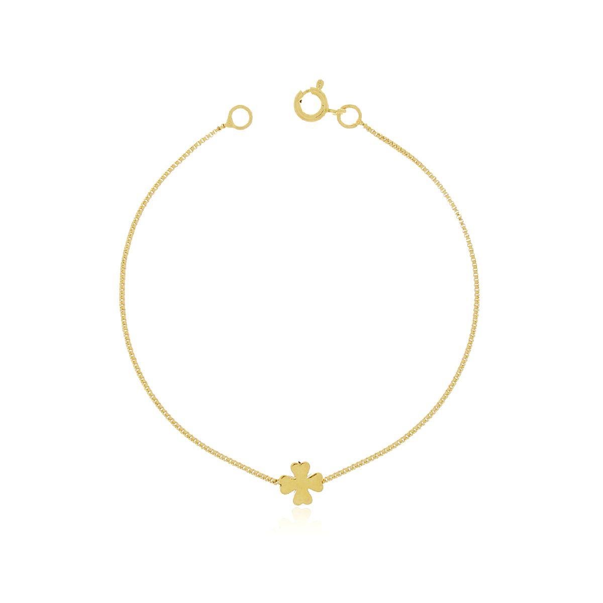Pulseira Virgínia Veneziana Trevo Passante Banhada a Ouro