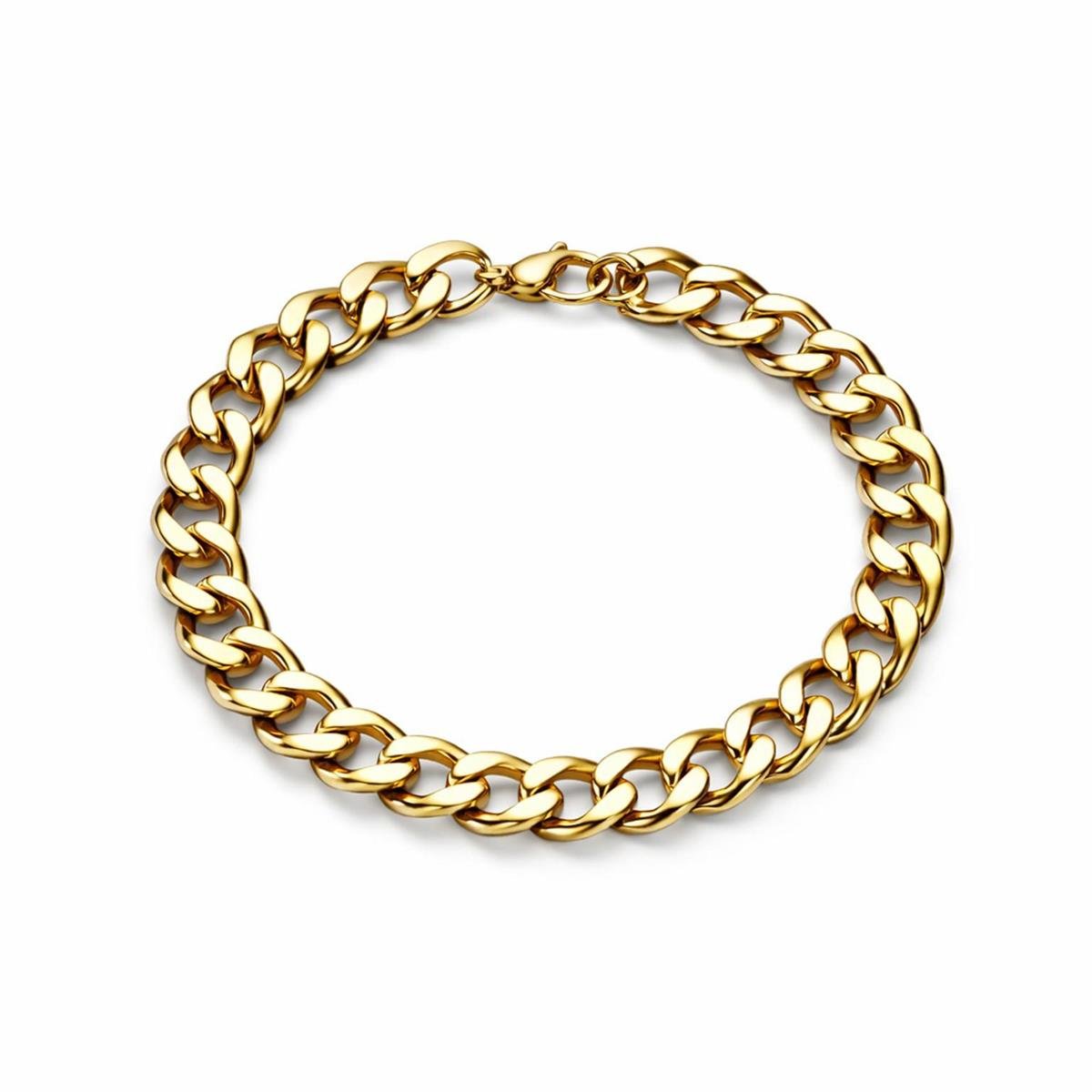 Pulseira Elo Grumet 18cm Aço Inox com Banho Ouro 18k