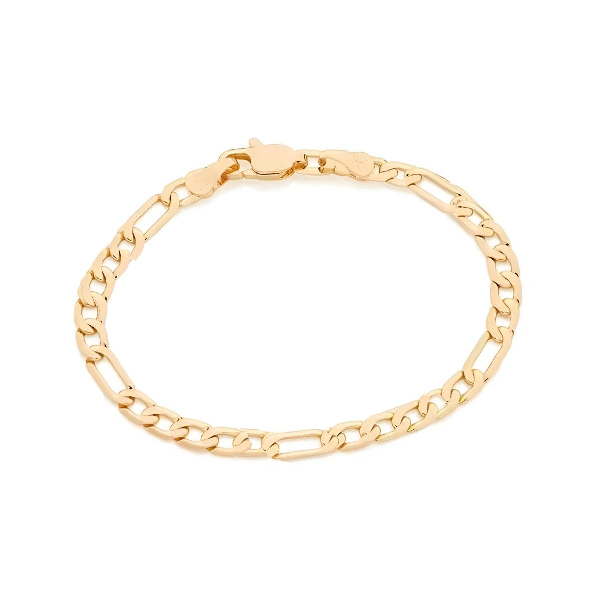 PULSEIRA BANHADA A OURO ALTERNADA 5X1 DIAMANTADA 20CM