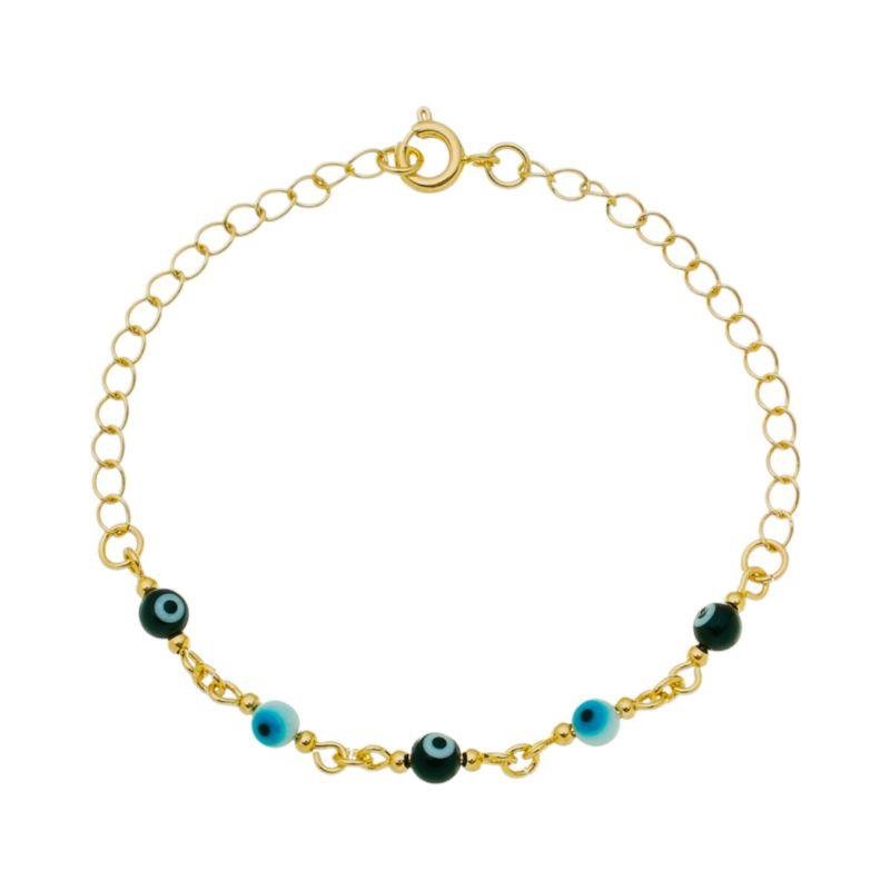 Pulseira Cinco Olhos Gregos Folheado a Ouro