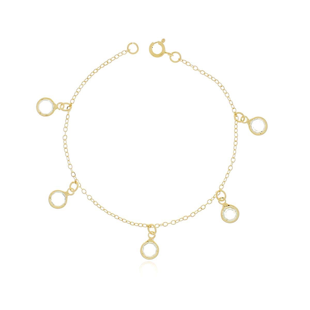 PULSEIRA BANHADA A OURO COM 5 PONTOS DE LUZ 18CM