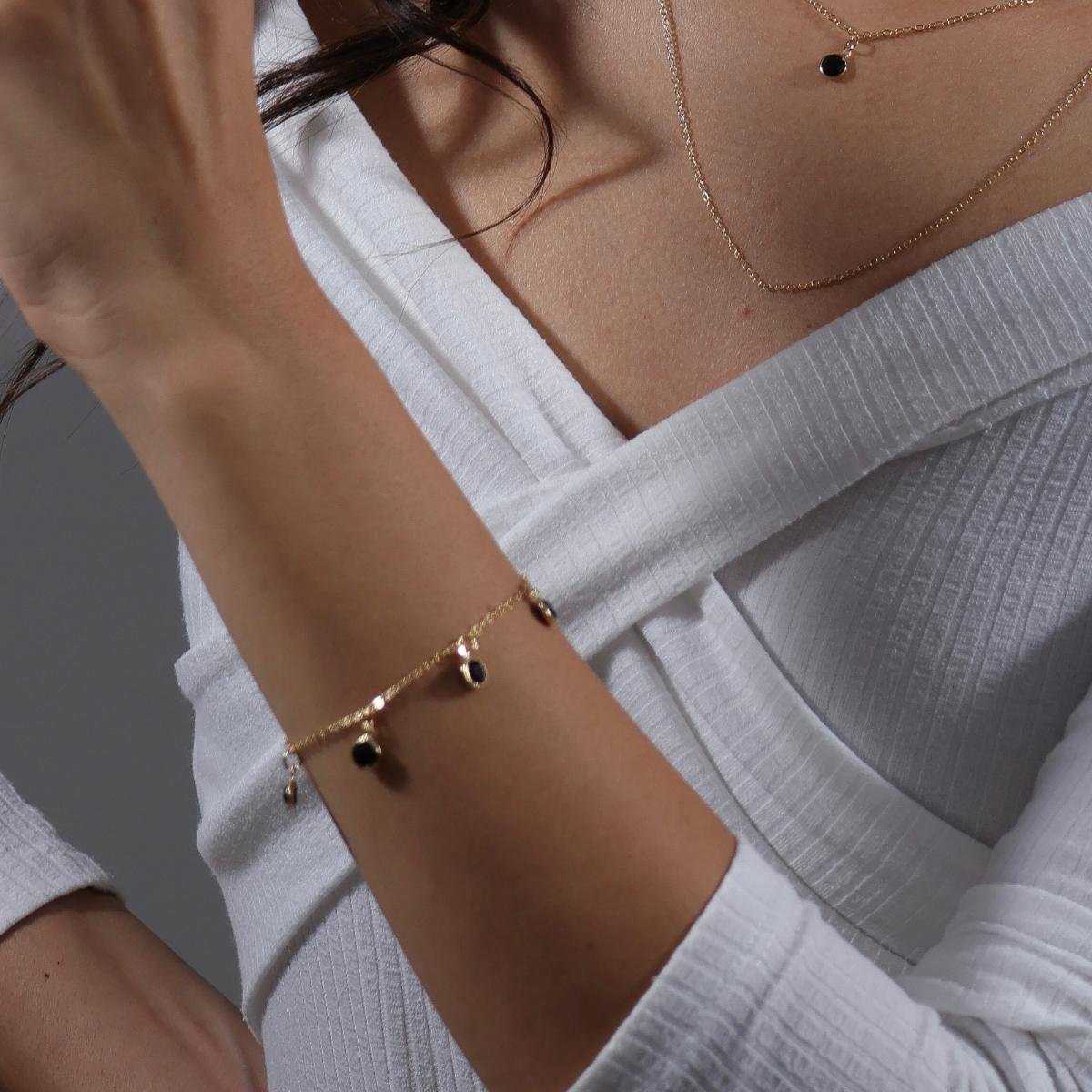 PULSEIRA BANHADA A OURO COM 5 PONTOS DE LUZ 18CM