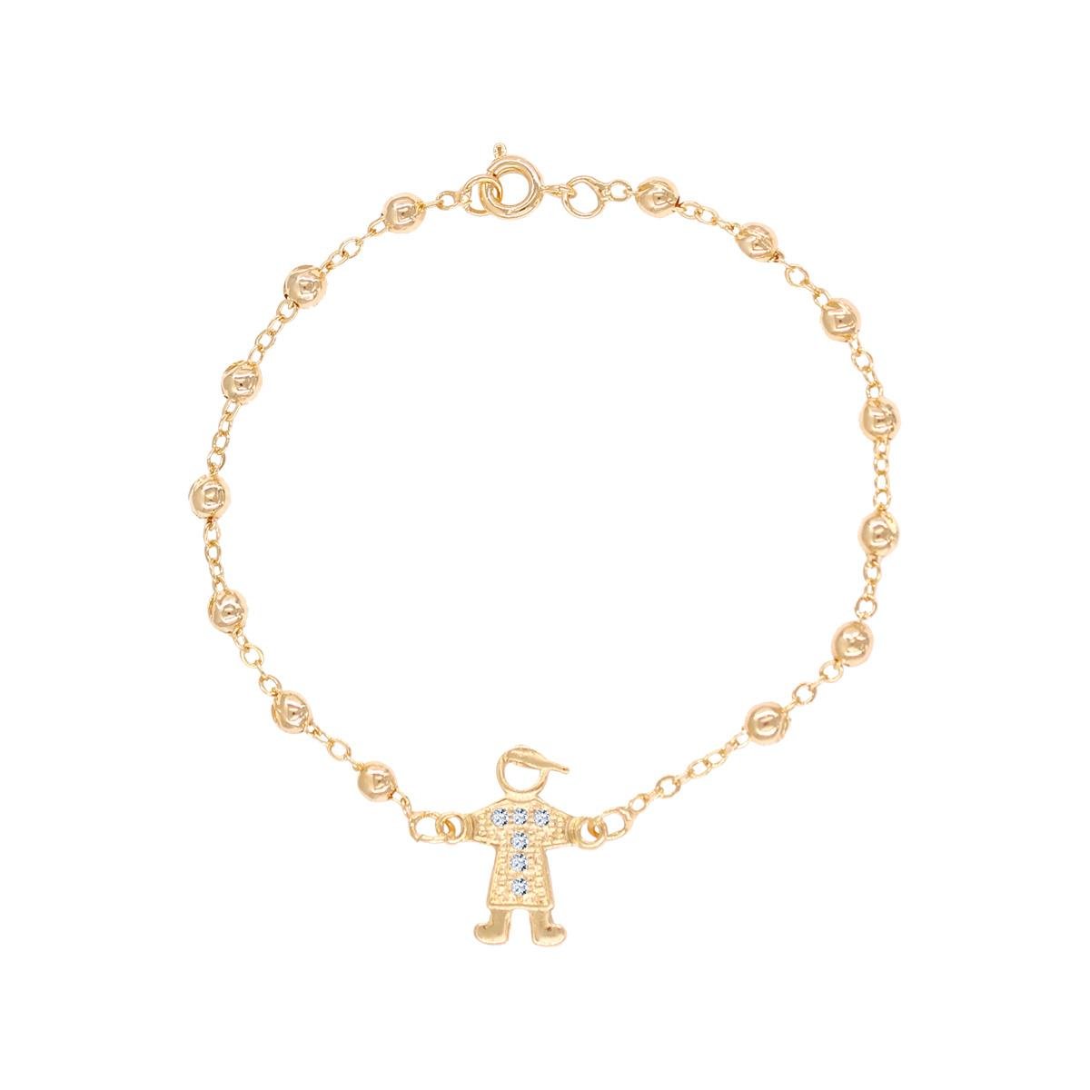 Pulseira de Menino com Strass Folheado a Ouro
