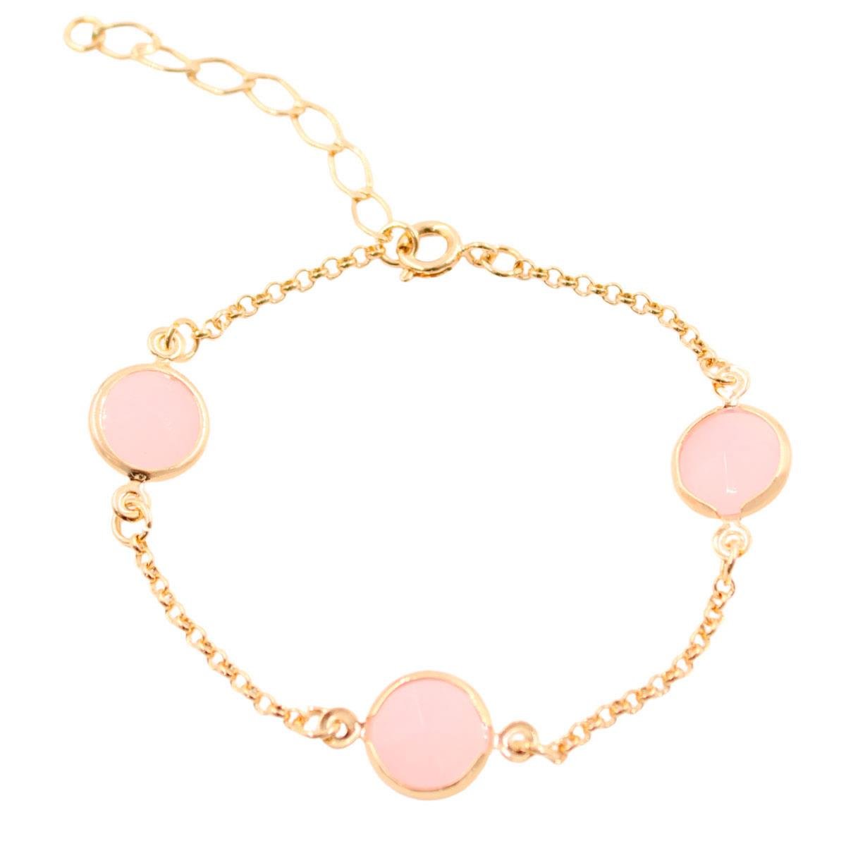 Pulseira Três Círculos De Acrílico Folheado a Ouro