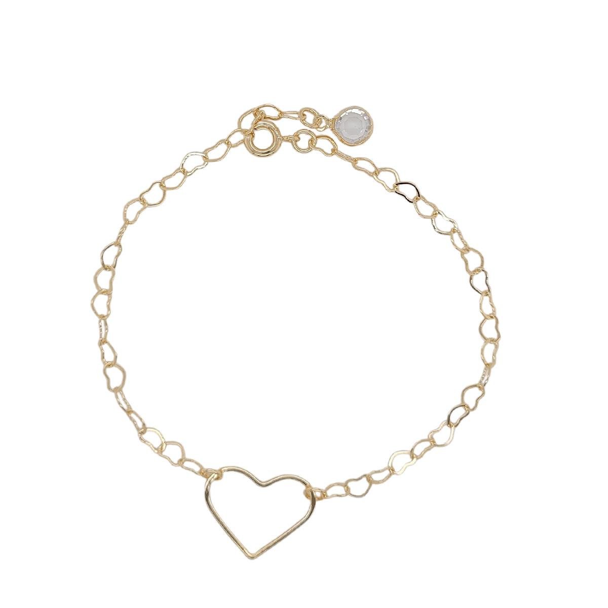 Pulseira de Corações com Ponto de Luz Folheado a Ouro