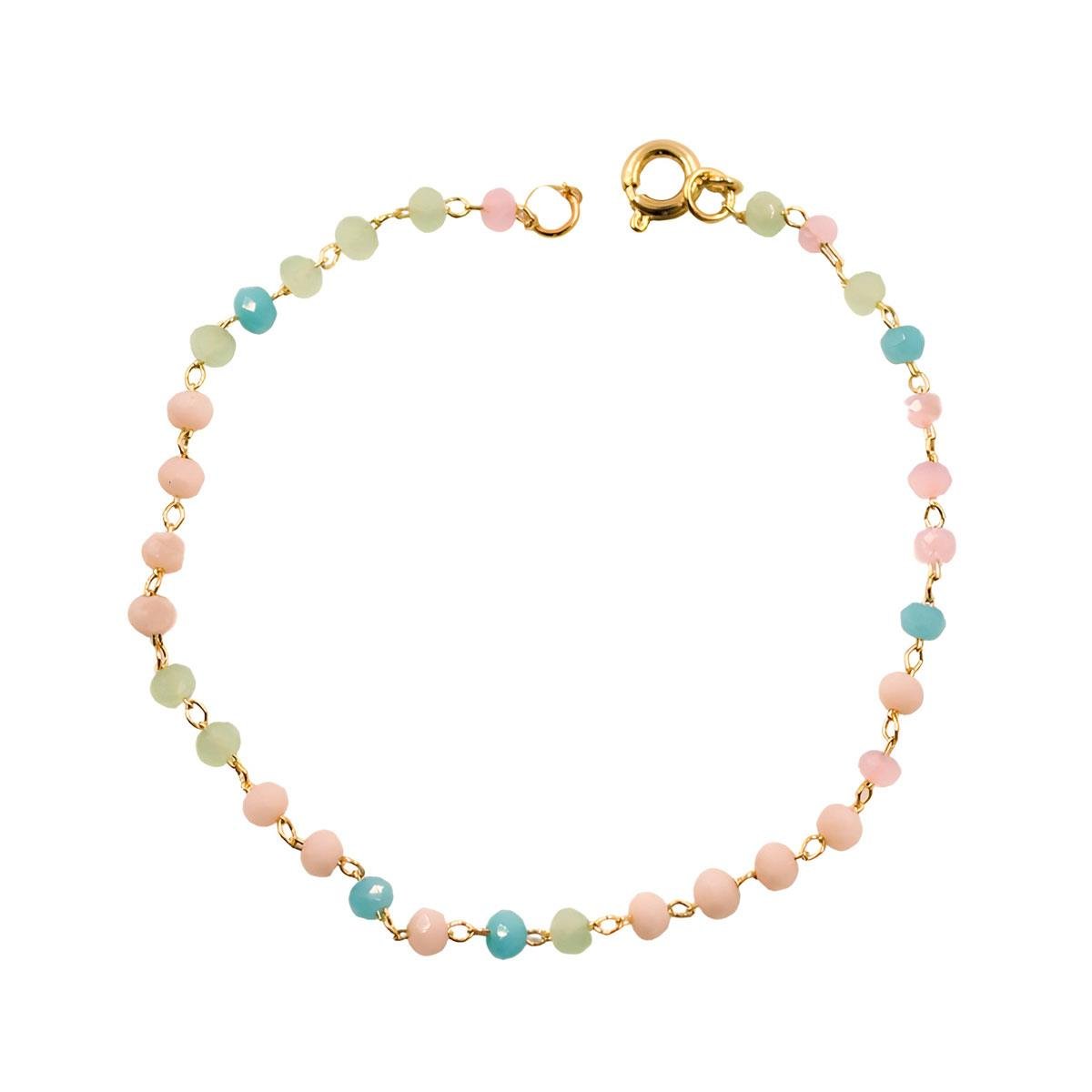 Pulseira com Pedras de Acrílico Folheado a Ouro