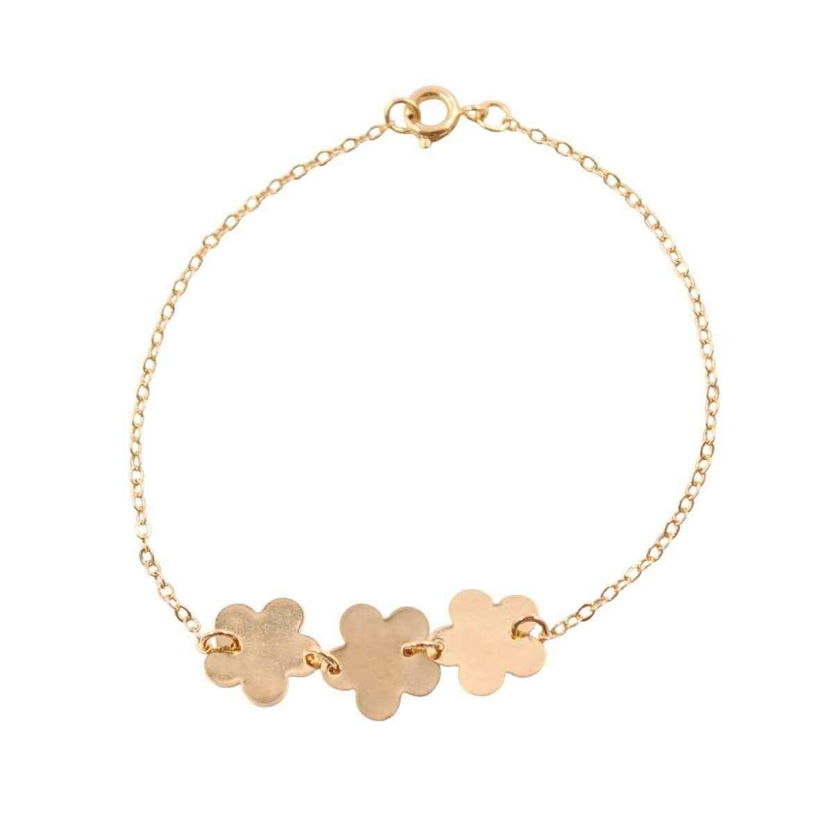 Pulseira Lisa de Flor Folheado a Ouro