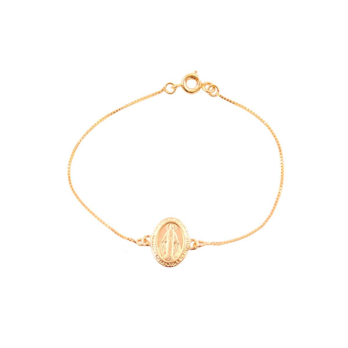 Pulseira Veneziana com Medalha Nossa Senhora Folheado a Ouro