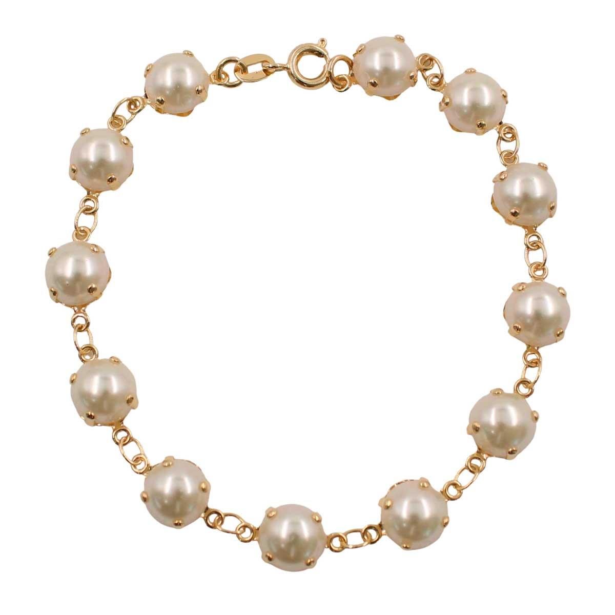 Pulseira de Meia Pérola Folheado a Ouro
