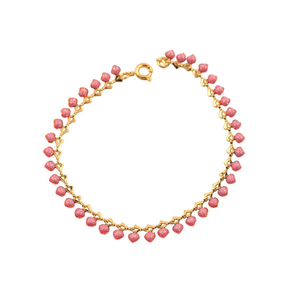Pulseira com Bolinhas de Resina Folheado a Ouro