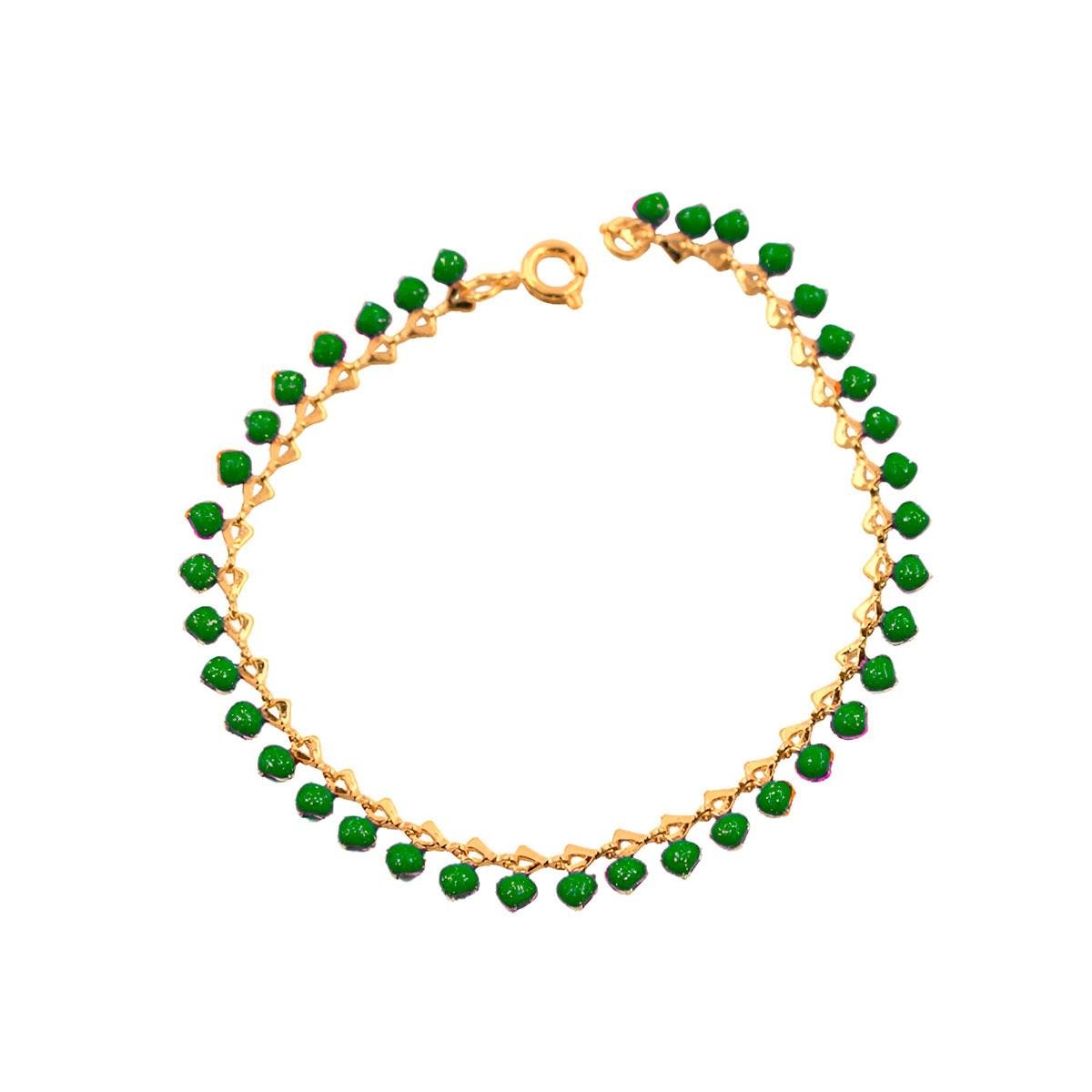 Pulseira com Bolinhas de Resina Folheado a Ouro