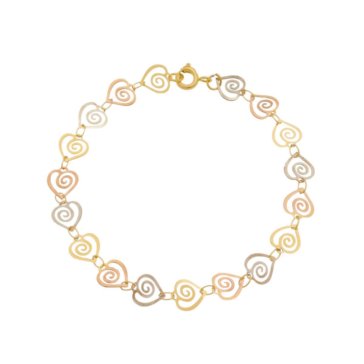 Pulseira Coração Espiral Ródio Branco e Rosé Folheado a Ouro