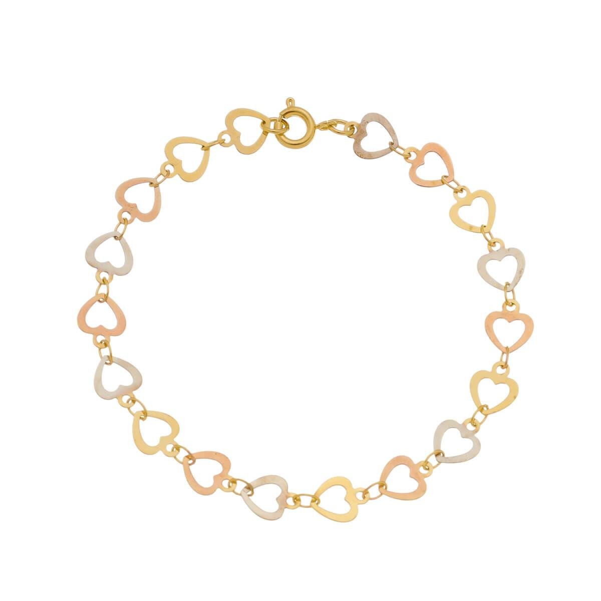 Pulseira de Corações Vazados com Ródio Branco e Ouro Rosé Folheado a Ouro