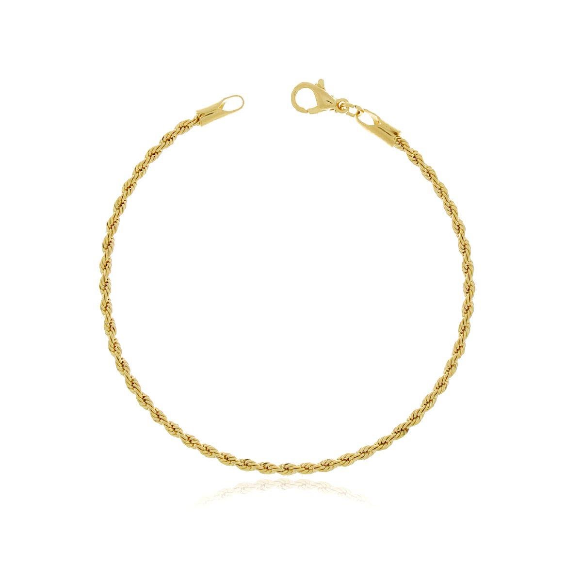 Pulseira Cordão Baiano18cm Banhado a Ouro