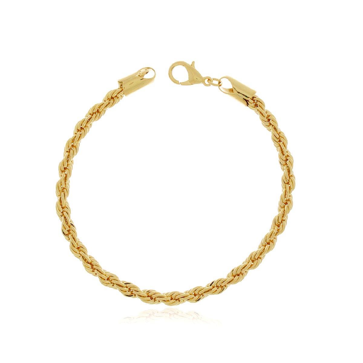 Pulseira Cordão Baiano 4mm Banhada a Ouro
