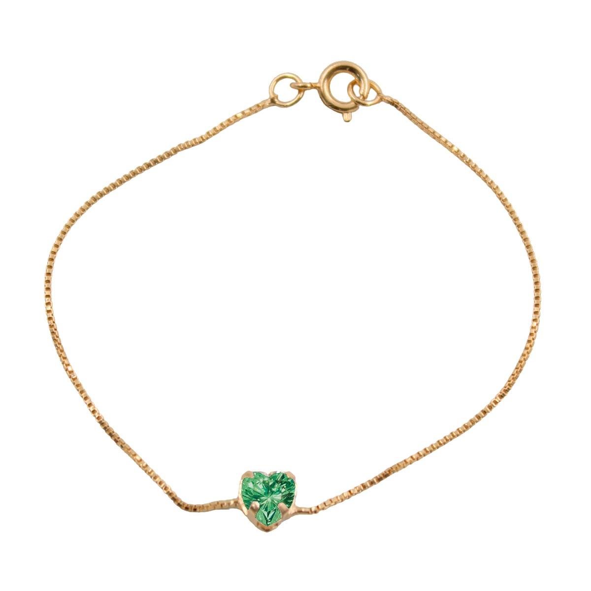 Pulseira Veneziana de Zircônia Coração Folheado a Ouro