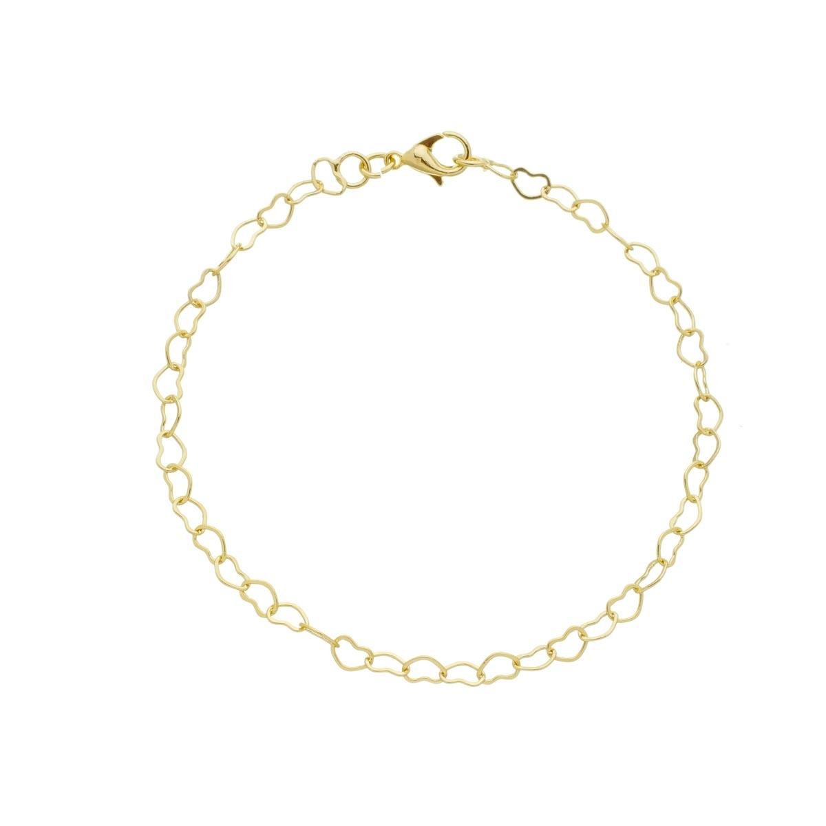 PULSEIRA BANHADA A OURO DE CORAÇÕES 18CM 4MM