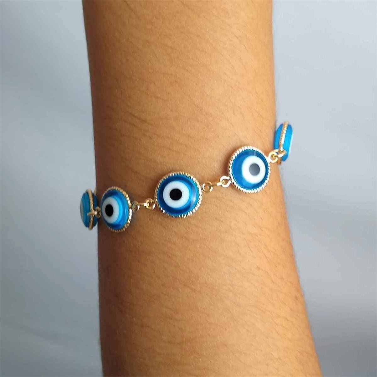 Pulseira Olho Grego Grande Folheado a Ouro