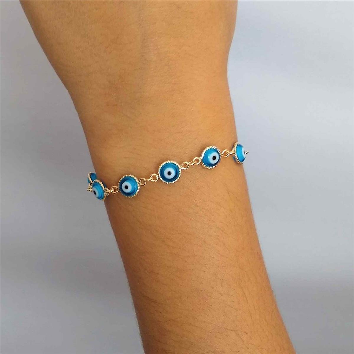 Pulseira de Olho Grego Folheado a Ouro