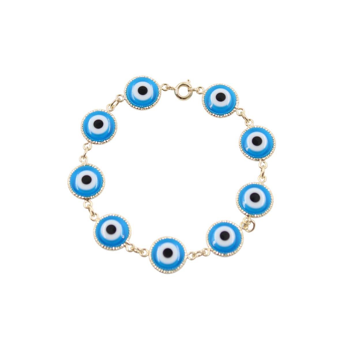 Pulseira Olho Grego Grande Folheado a Ouro