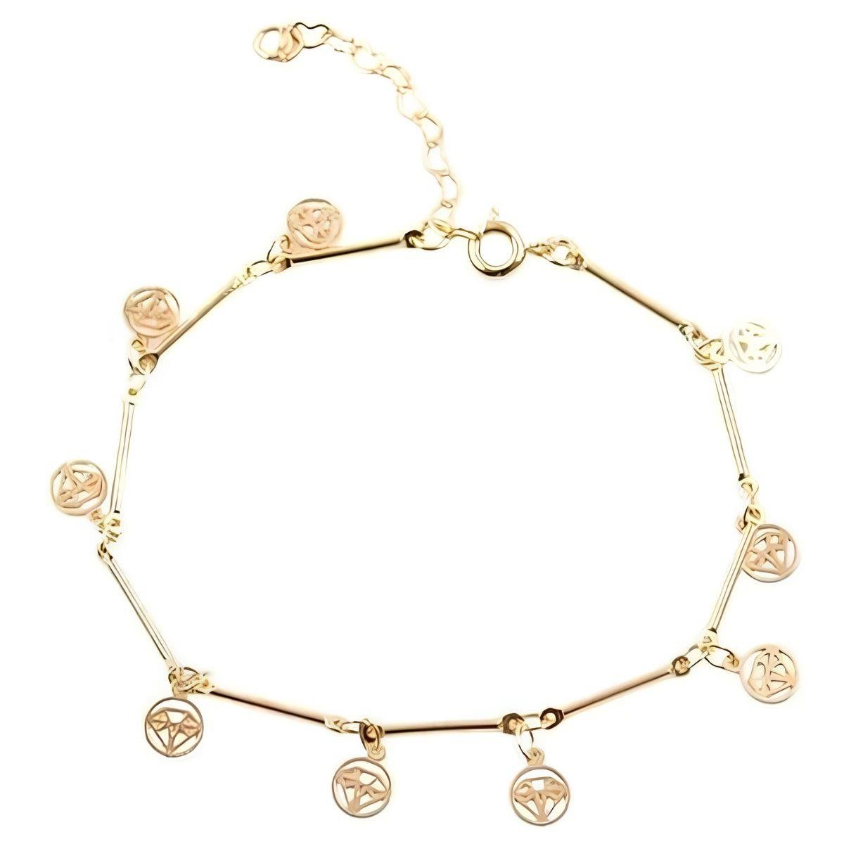 Pulseira Palito com Diamante Vazado Folheado a Ouro