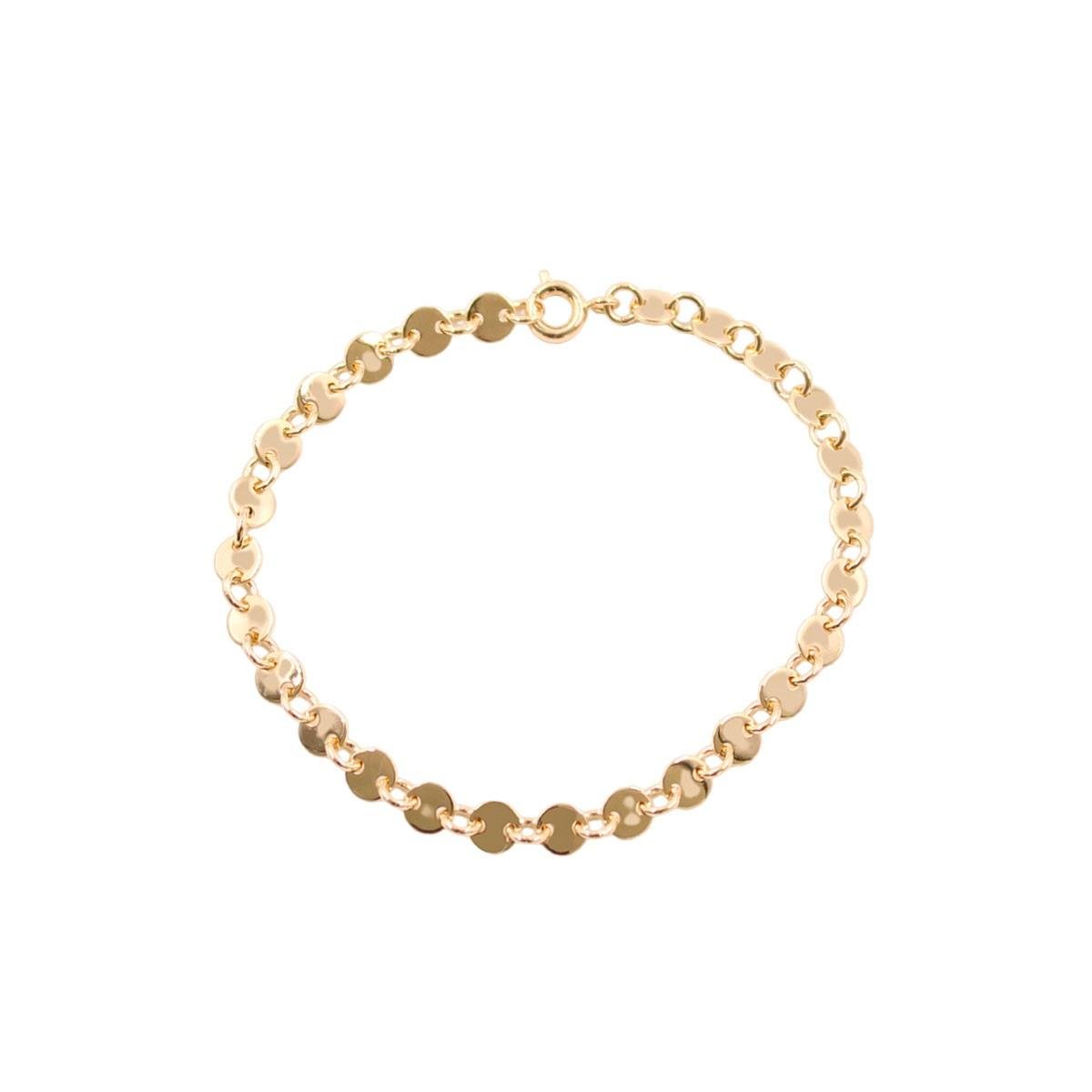 Pulseira de Plaquinhas Redondas Folheado a Ouro
