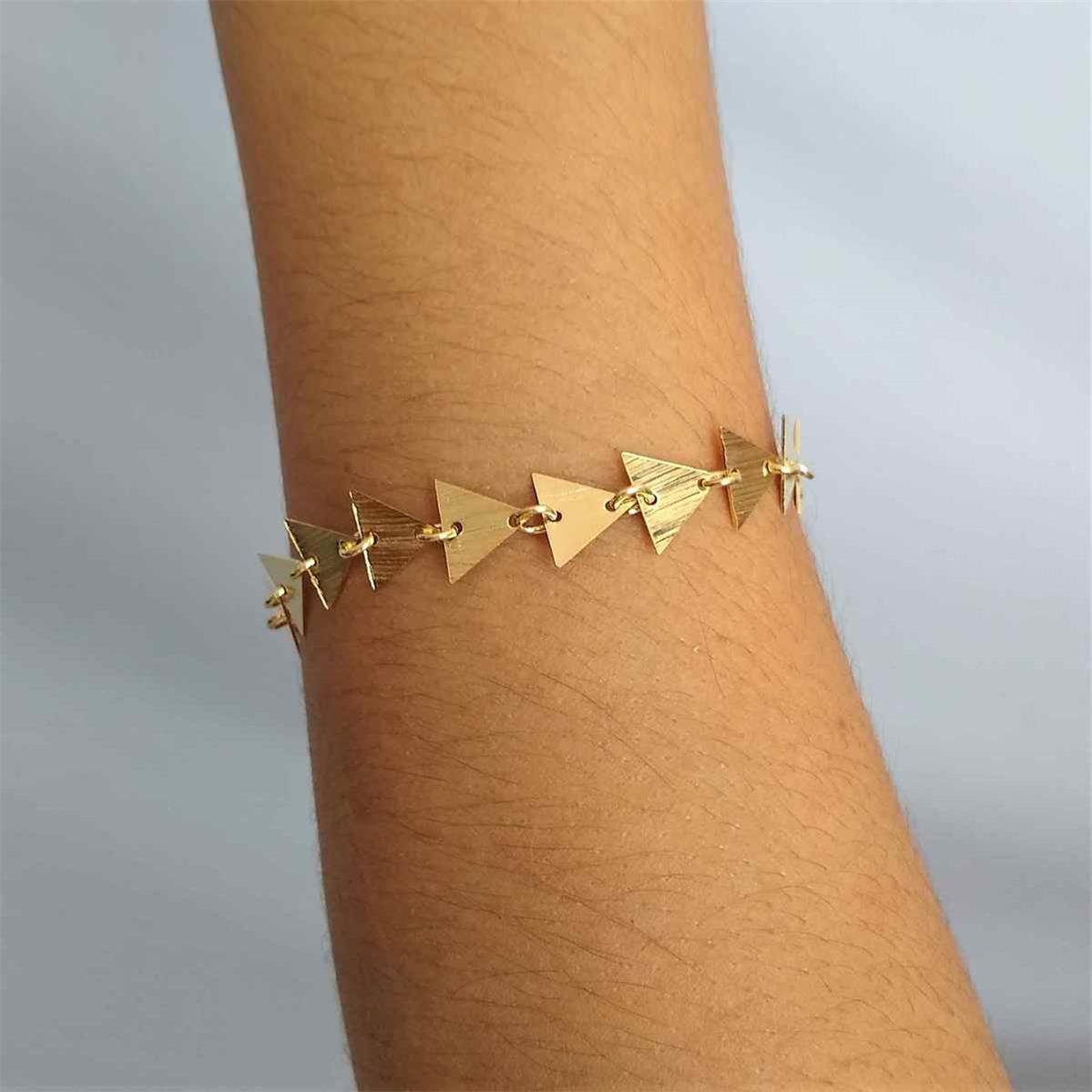 Pulseira de Triângulo Laminado Folheado a Ouro