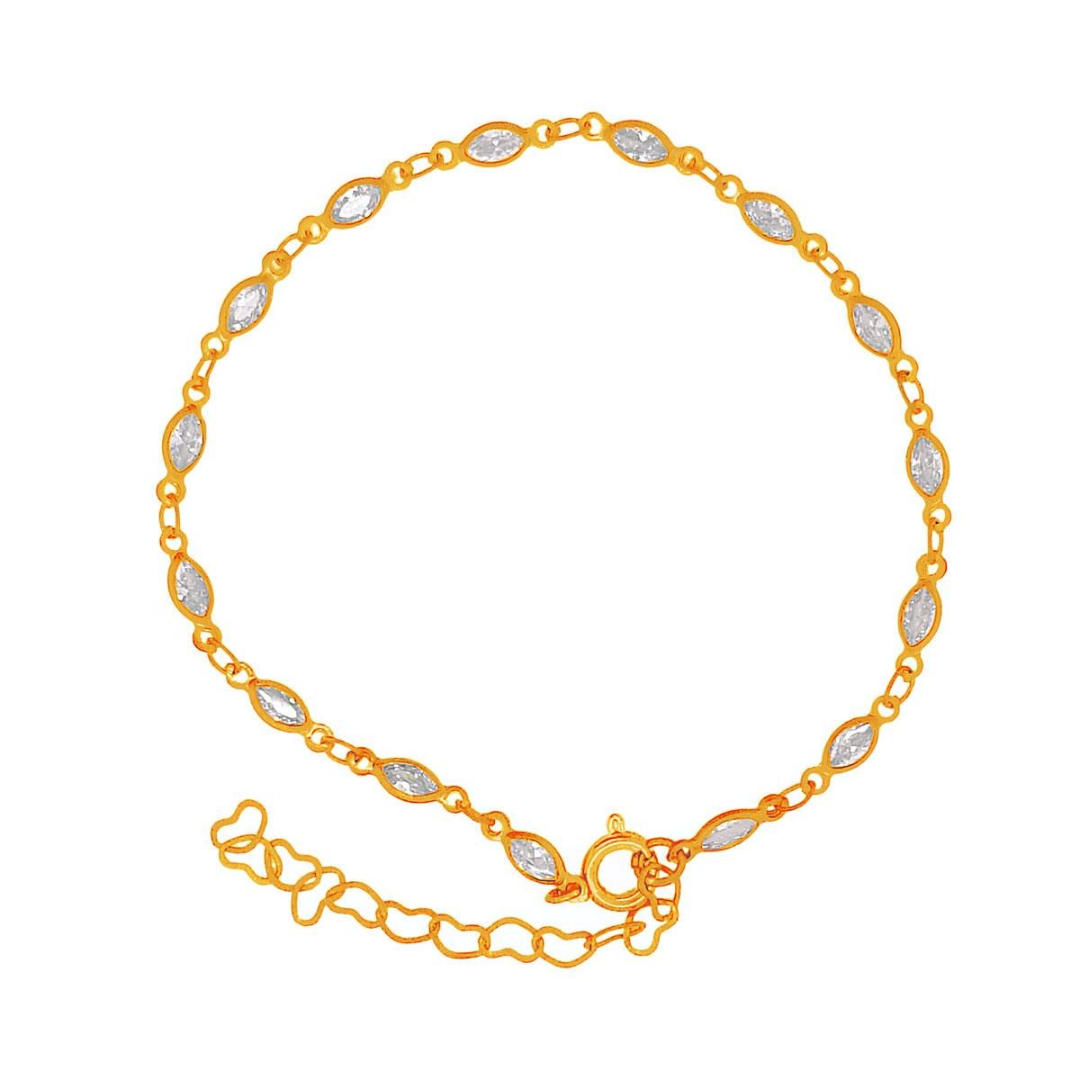 PULSEIRA BANHADA A OURO DE ZIRCÔNIAS OVAIS PEQUENAS 18CM