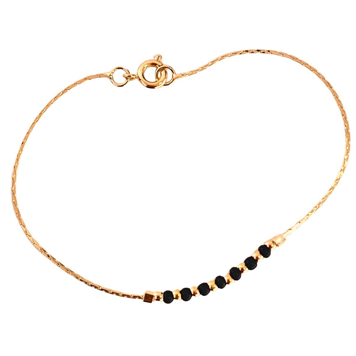 PULSEIRA BANHADA A OURO ELO BATIDO COM MIÇANGAS