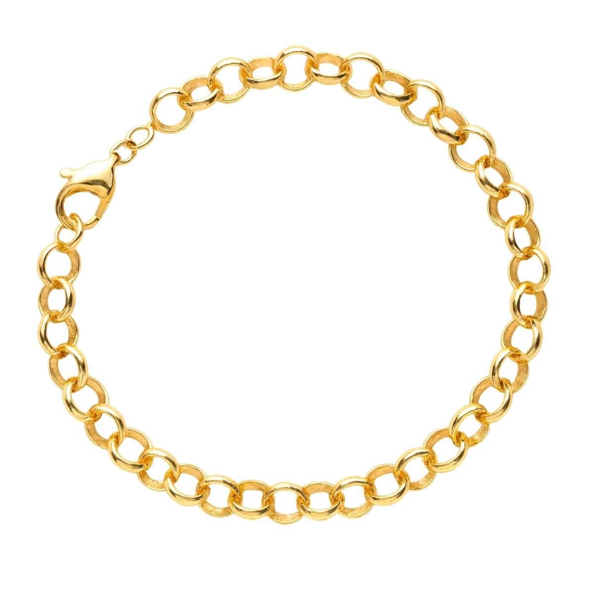 Pulseira Elo Português 18cm Banhado a Ouro