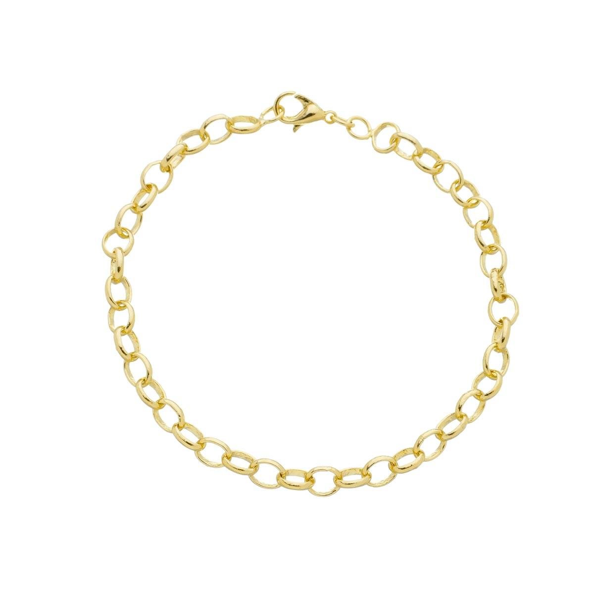 Pulseira de Elo Português 18cm Elo Longo Folheado a Ouro