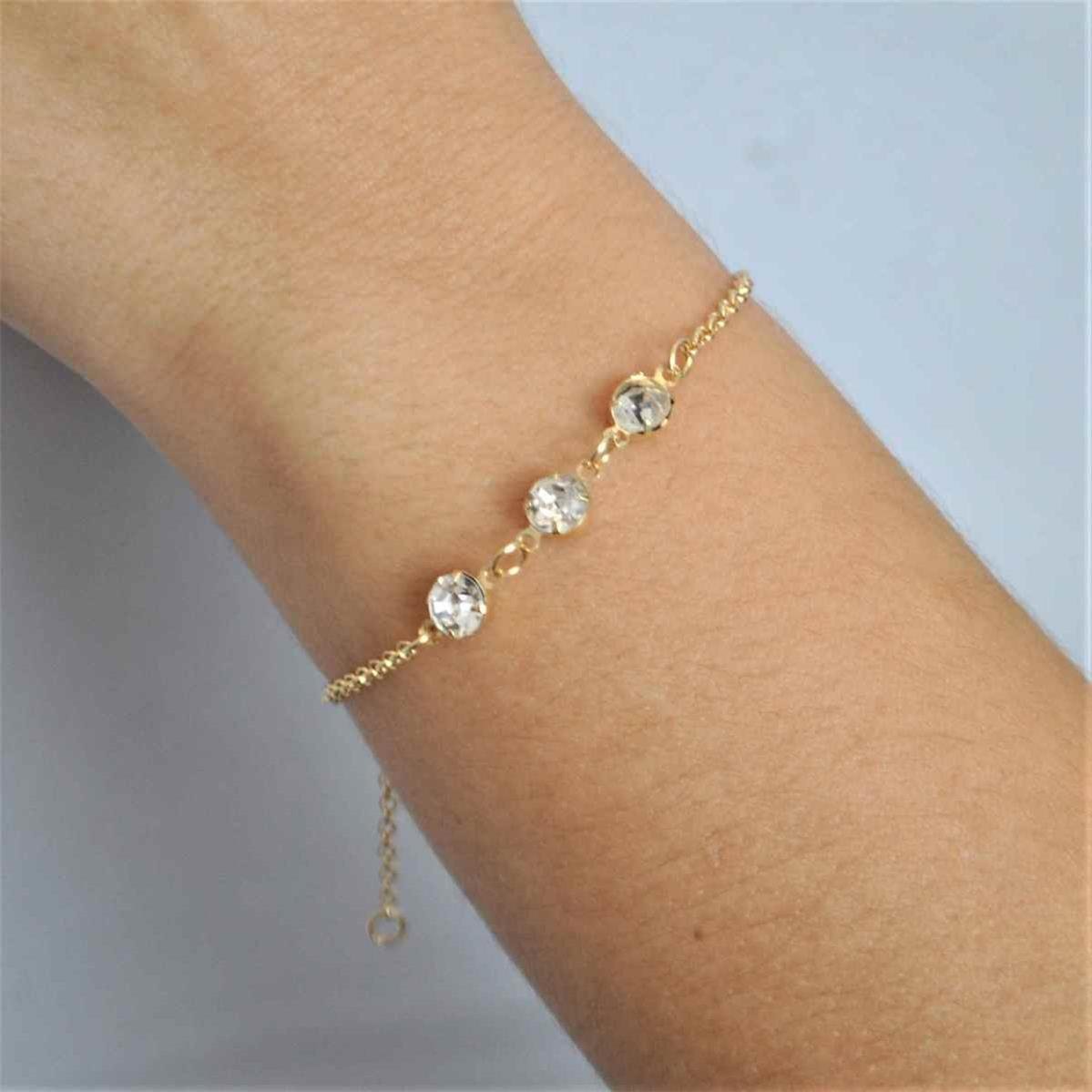 Pulseira De Elo Portugues C/ Pedras Diversas Cores Cristal - Cristal