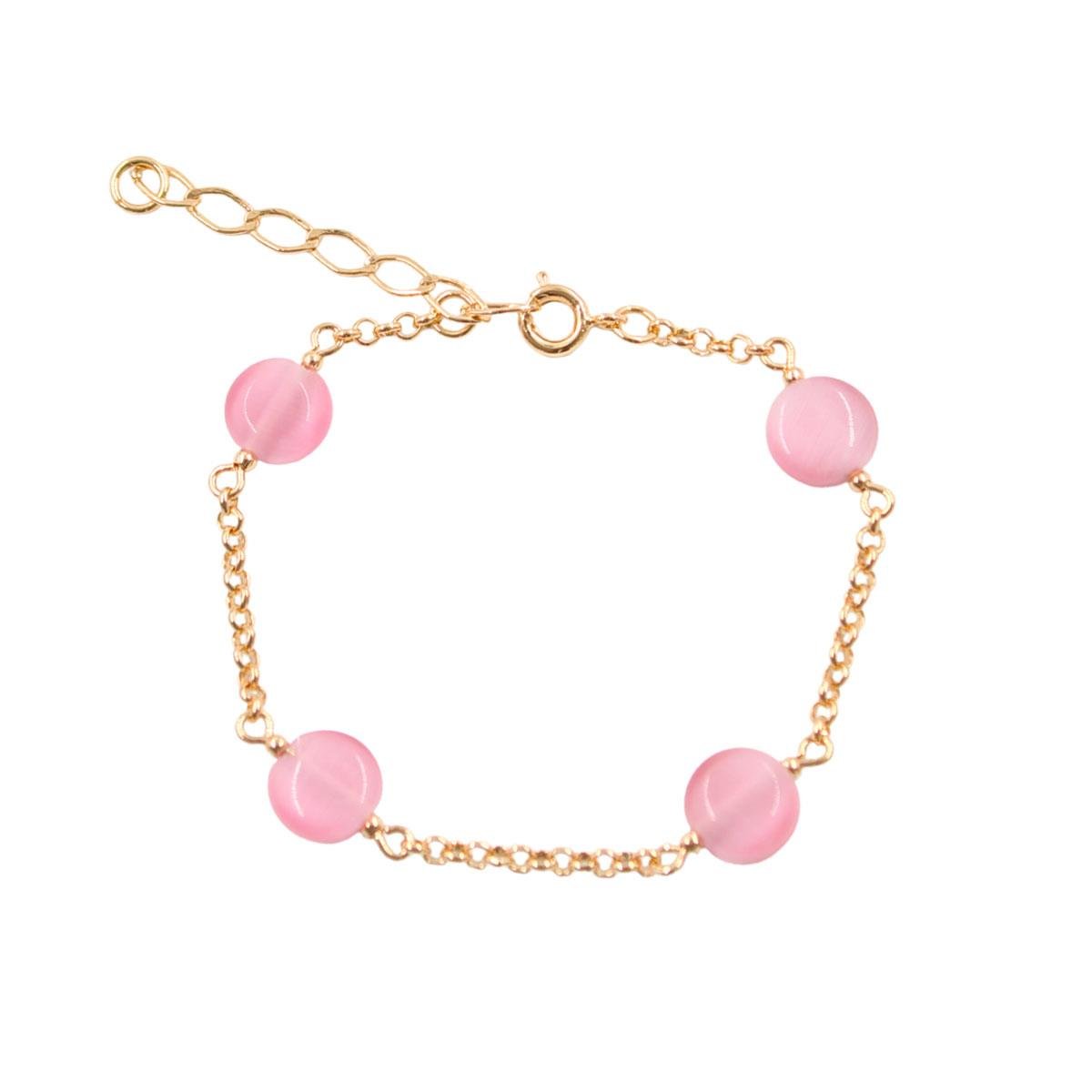 Pulseira De Pedras Achatadas Folheado A Ouro