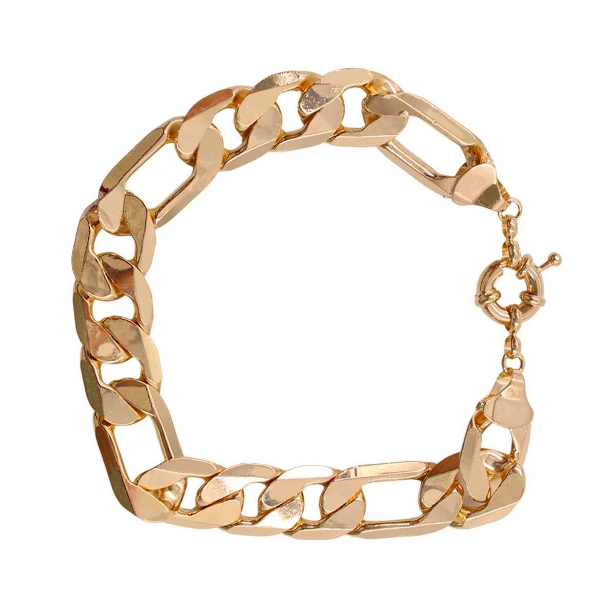 Pulseira Masculina Alternada 3x1 Diamantada Folheado a Ouro