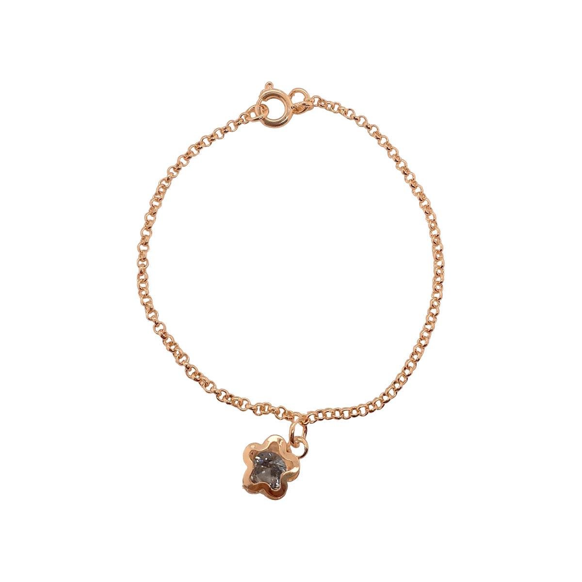 Pulseira Infantil Com Pingente de Flor Folheado a Ouro