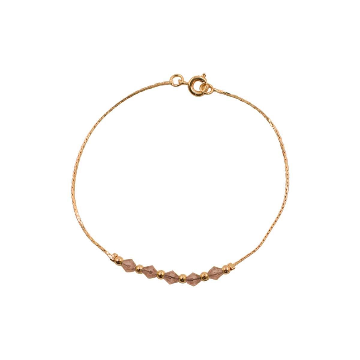 Pulseira L-90 com Bolinhas e Miçangas Folheado a Ouro