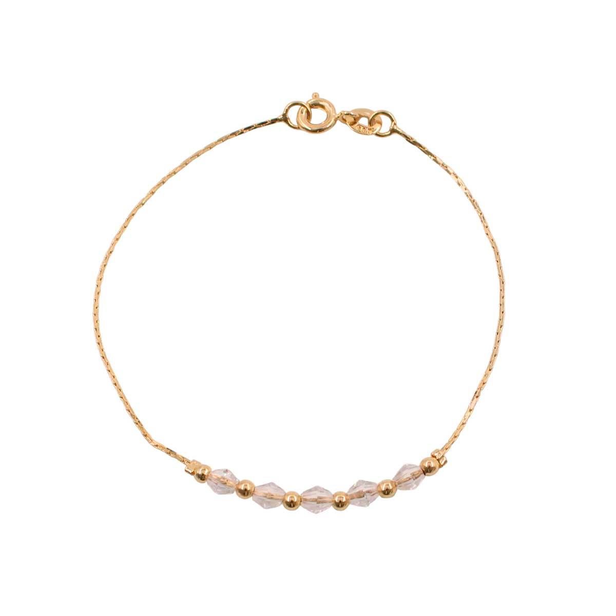 Pulseira L-90 com Bolinhas e Miçangas Folheado a Ouro