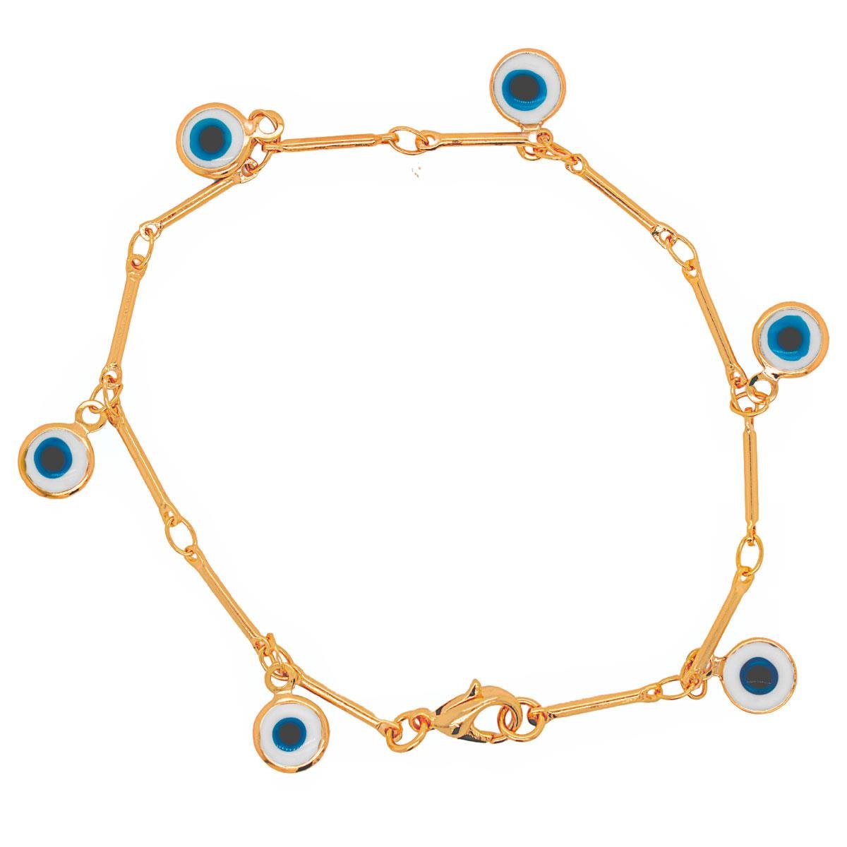 PULSEIRA BANHADA A OURO PALITOS COM OLHO GREGO 18CM
