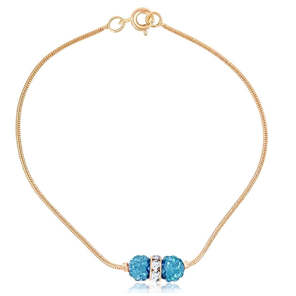 Pulseira Rabo de Rato com Bolinhas de Strass Folheado a Ouro