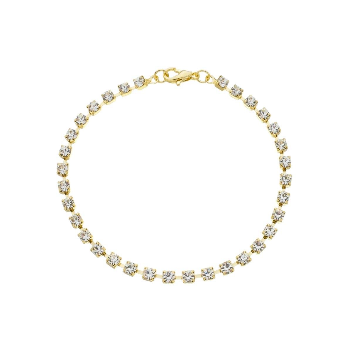 PULSEIRA BANHADA A OURO RIVIERA COM STRASS 18CM