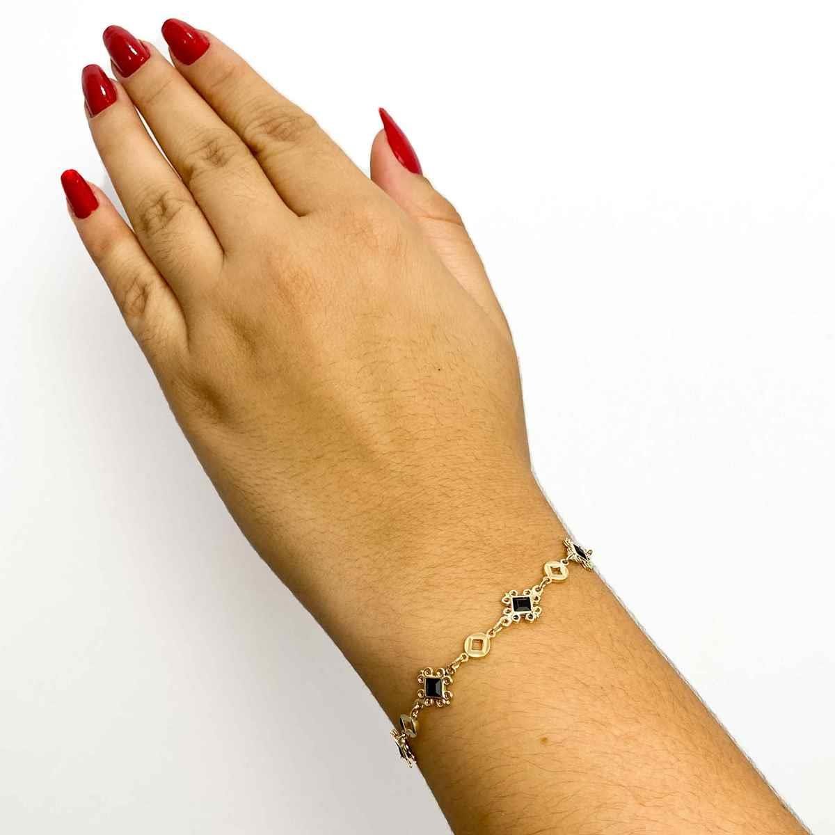 Pulseira Losango de Zircônia Folheado a Ouro