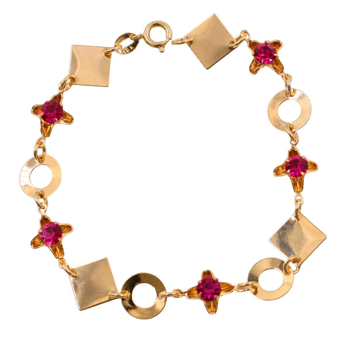 Pulseira de Formas Geométricas com Strass Folheado a Ouro