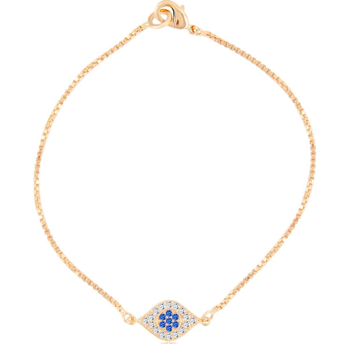 Pulseira Veneziana com Olho Grego em Zircônia Folheado a Ouro
