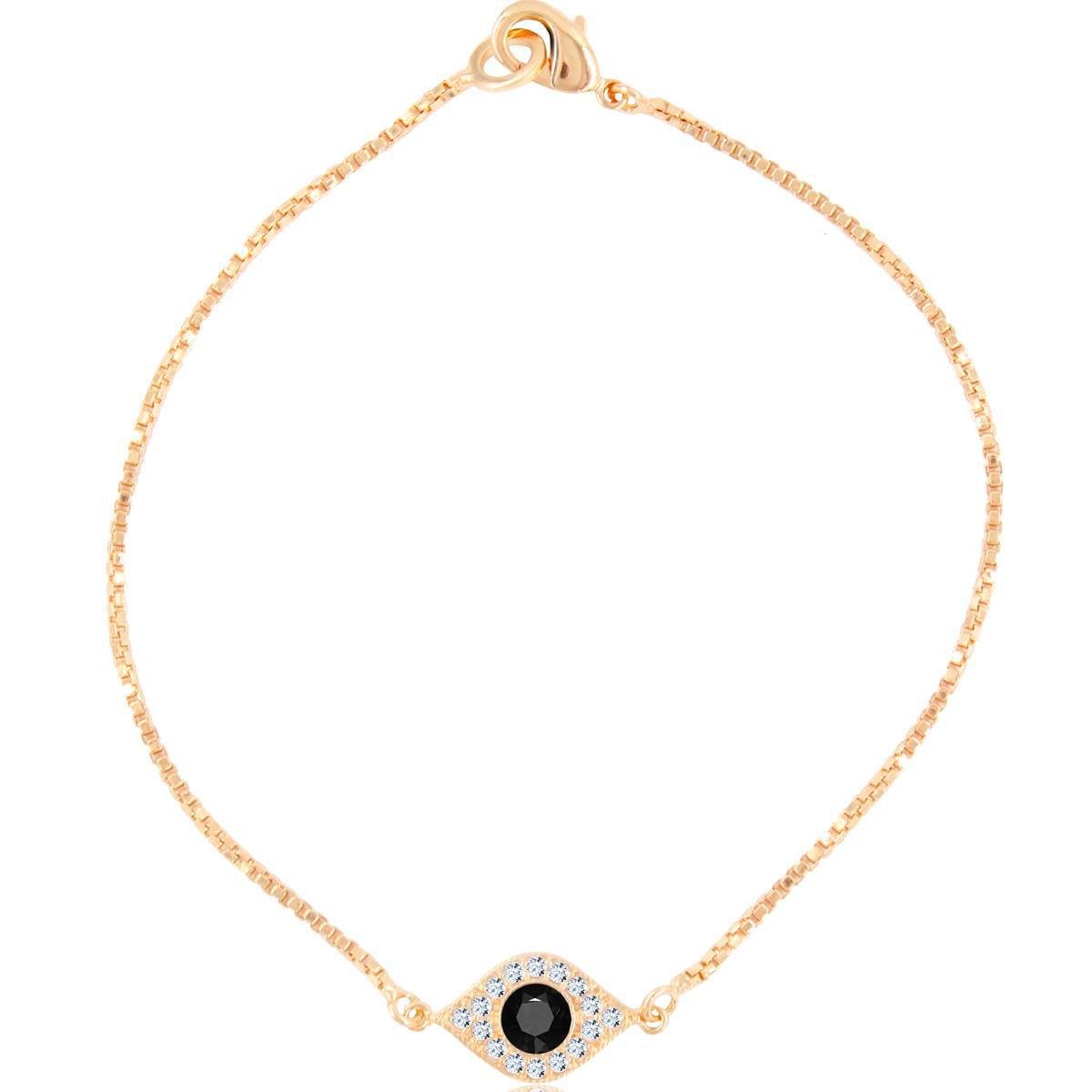 Pulseira Veneziana de Olho Grego em Zircônia Folheado a Ouro
