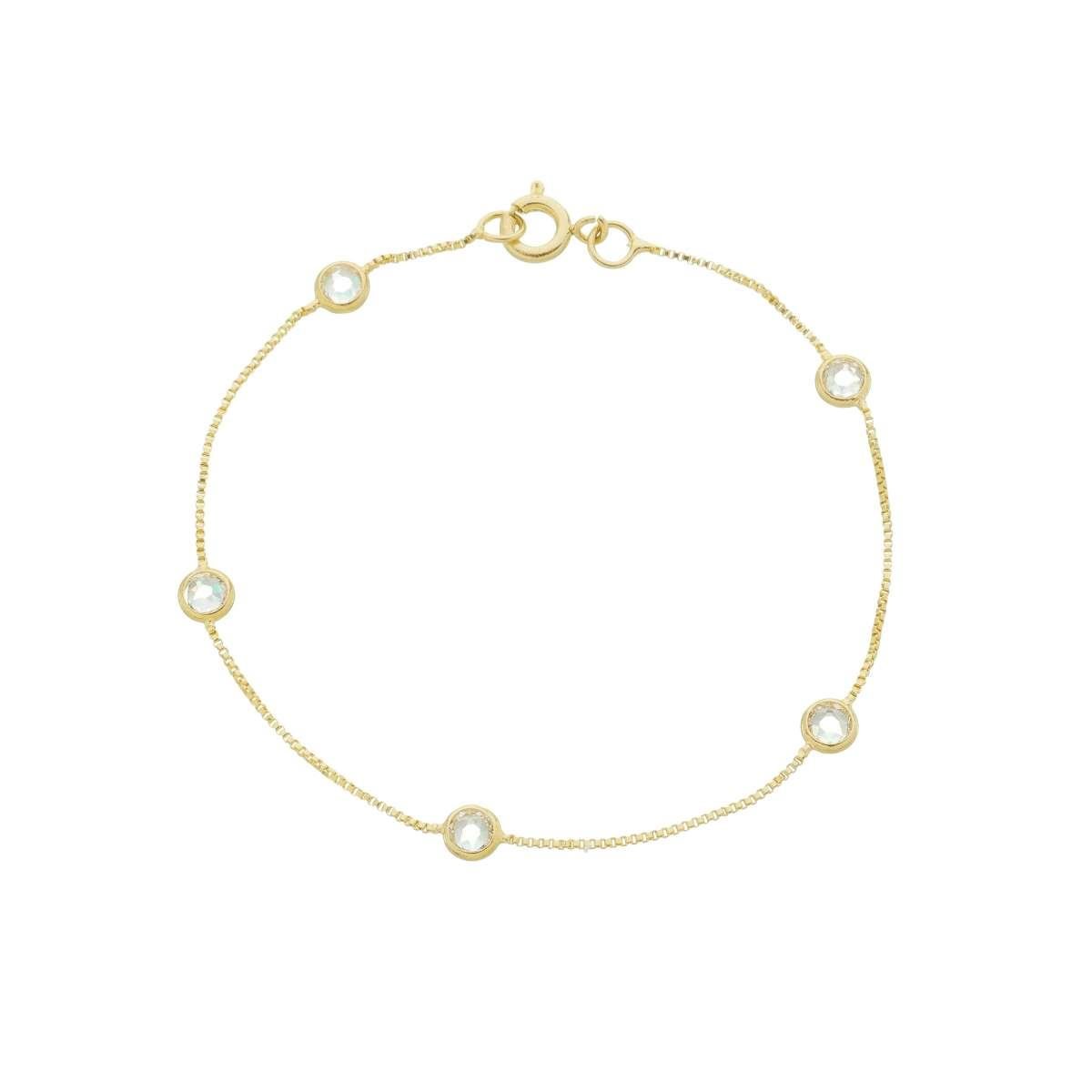 PULSEIRA BANHADA A OURO VENEZIANA COM PEDRAS DE ZIRCÔNIA 18CM