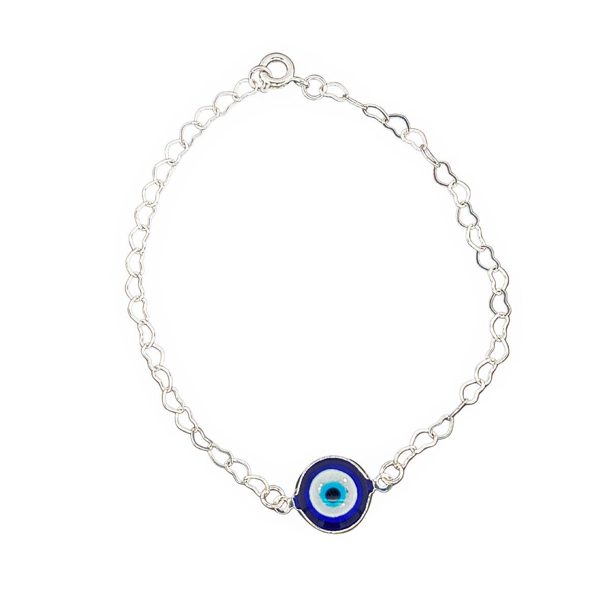 PULSEIRA BANHADA A PRATA OLHO GREGO GRANDE 18CM