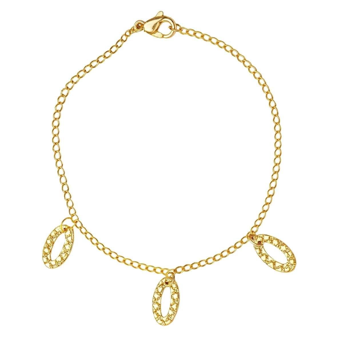 Pulseira com Detalhe Oval 18cm Banhado a Ouro