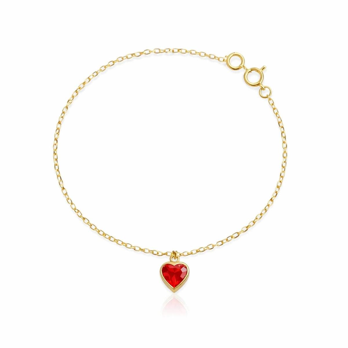 Pulseira Coração 18cm Banhada a Ouro