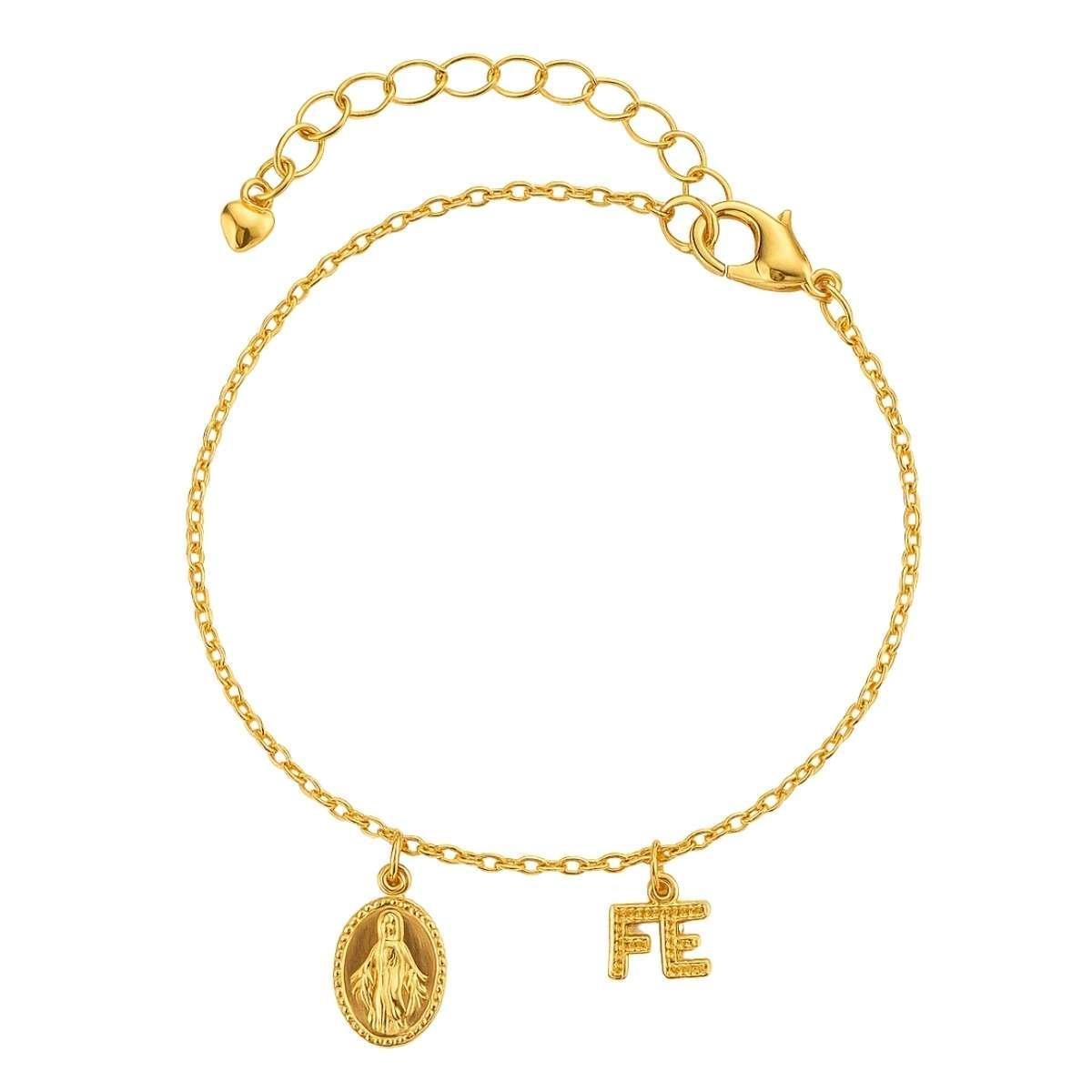 Pulseira Nossa Senhora Das Graças 18cm Banhado a Ouro