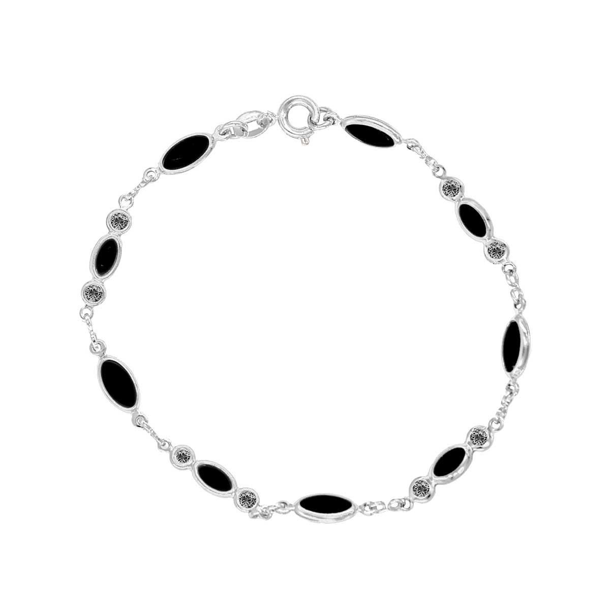 Pulseira de Pedra Navete Folheado a Prata